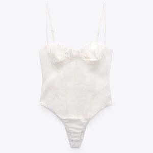Zara Linen Blend Corset Bodysuit